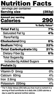 Spicy Noodles Nutrition Label
